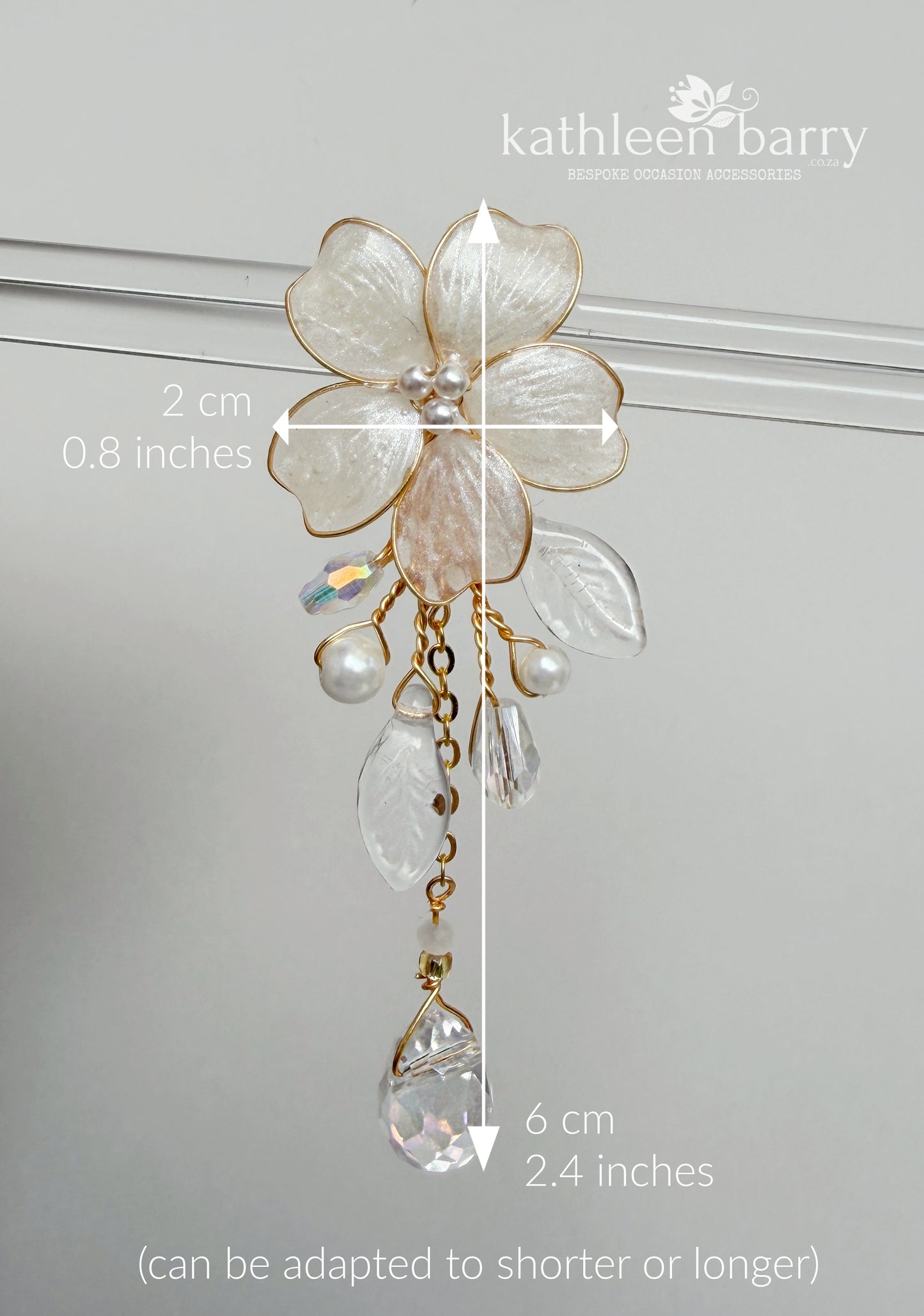 Angelica Translucent Flower Dangle Earrings | Custom Colour Bridal Earrings