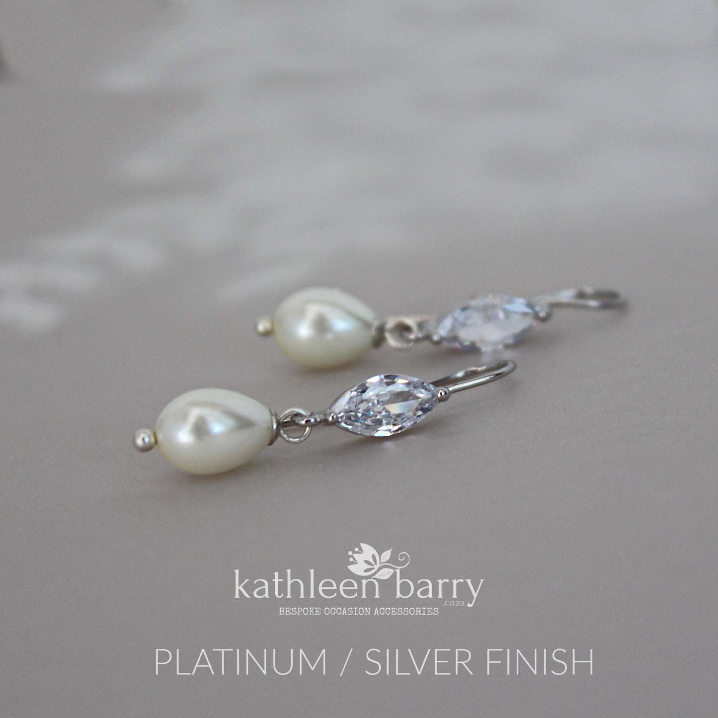 Ava pearl drop earrings with Cubic Zirconia detail - Silver or Gold finish (Nickel free)