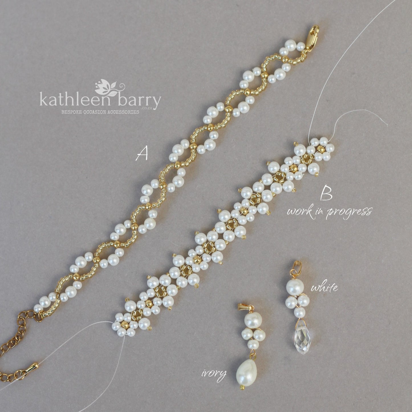 Bracelet B for Coba - Silver, gold or Rose gold - assorted pearl colors available