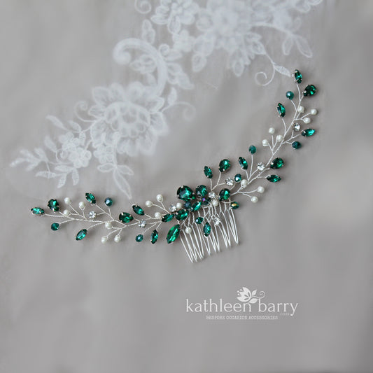 Chante hair vine comb - Rhinestone and pearl - Color options available