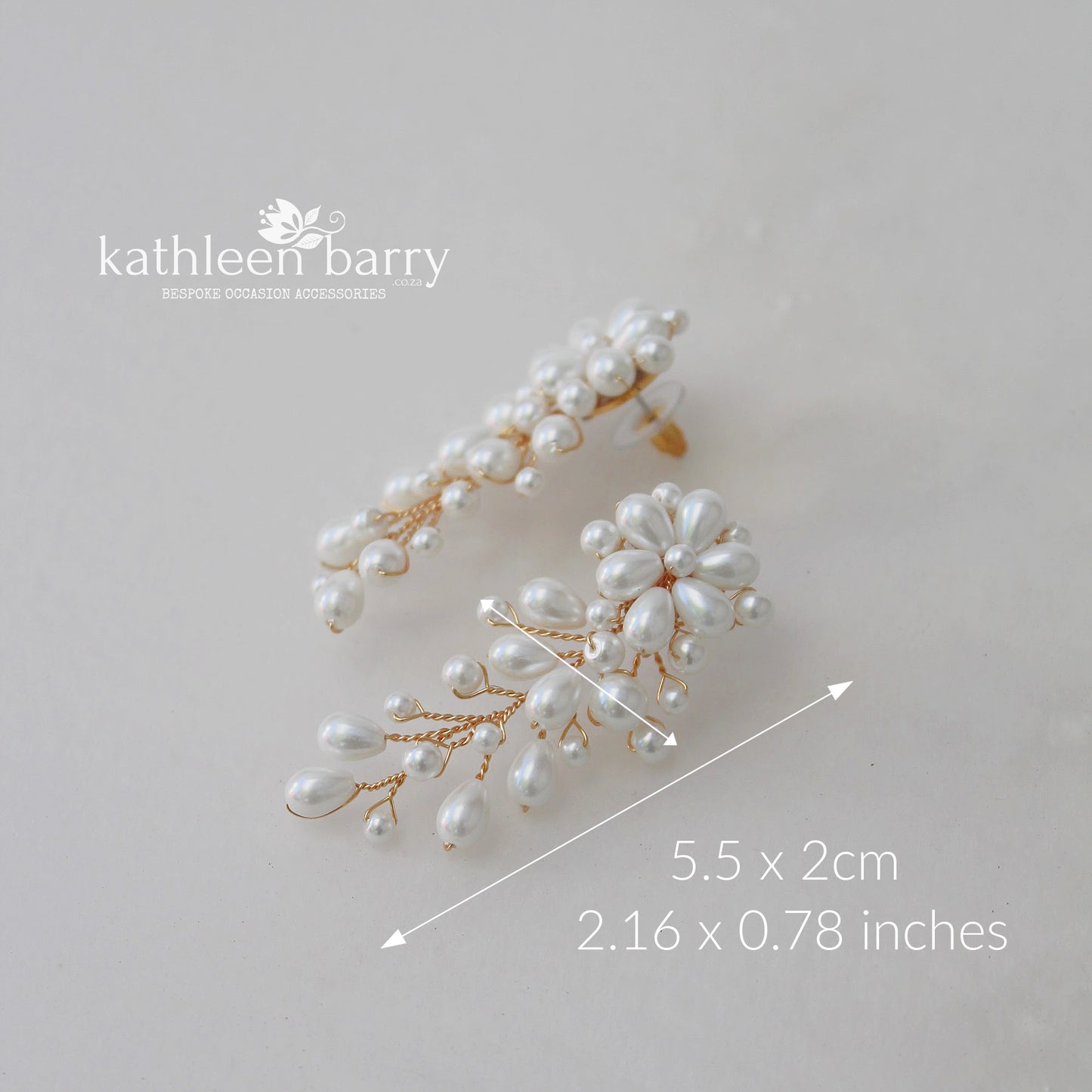Cherize pearl stud cascade chandelier wedding earrings - silver gold or rose gold options