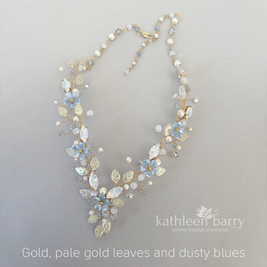 Gisela statement floral wedding necklace - custom colors to order