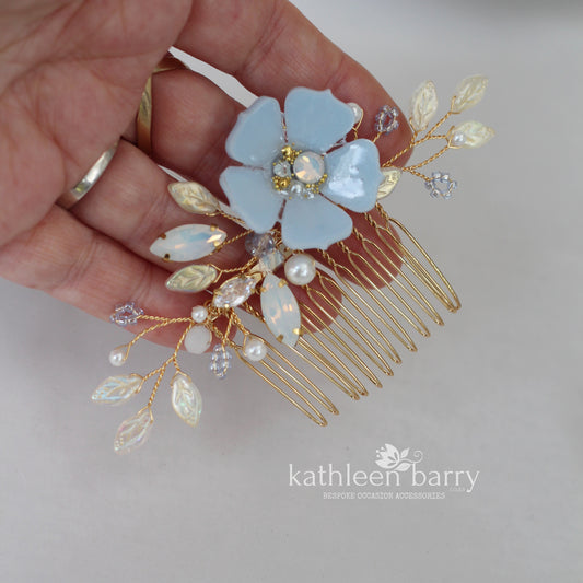 Gisela Flower leaf hair comb - assorted custom colors & finishes to order