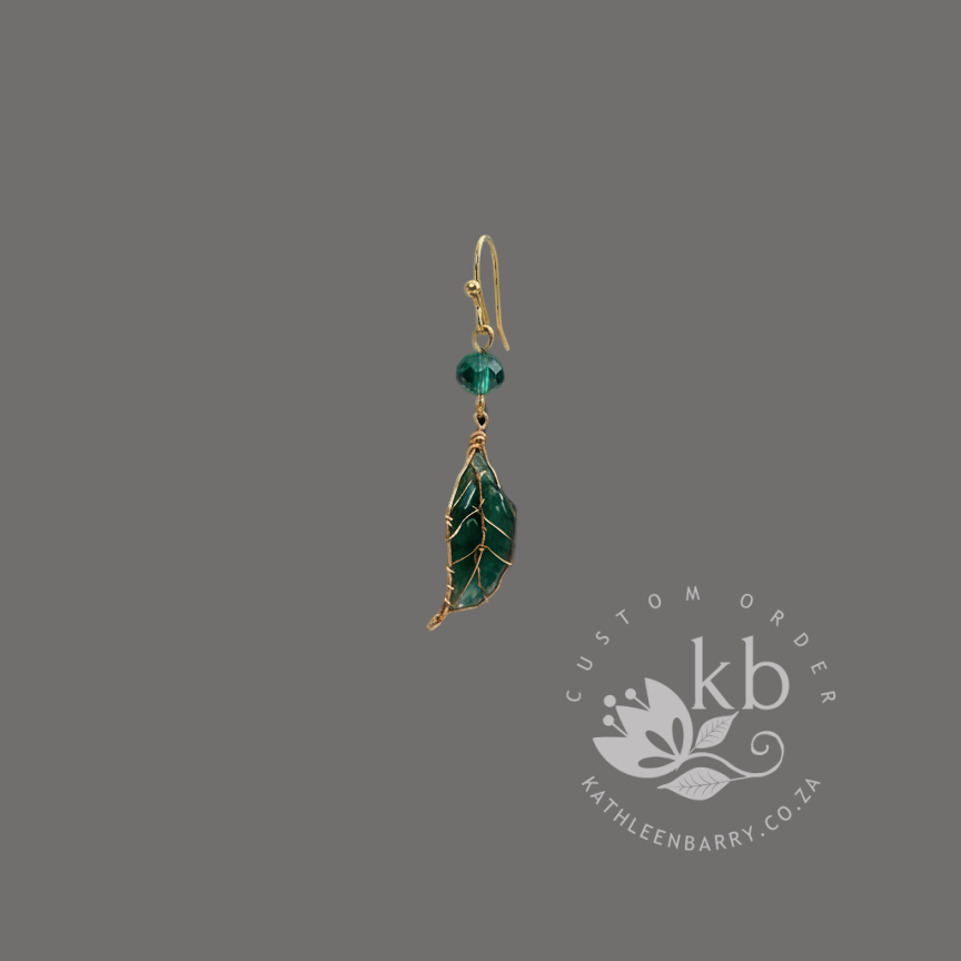 Custom Botanical Resin Leaf Drop Earrings – Silver, Gold or Rose Gold