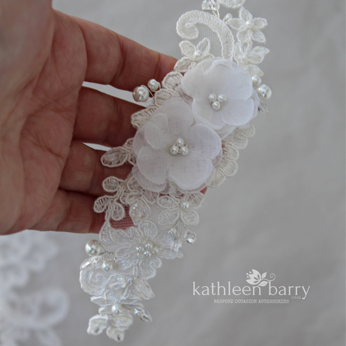 Jean-Marie lace hairpiece Chantilly Lace Bridal hairpiece wedding hair accessory - floral lace wedding hair piece