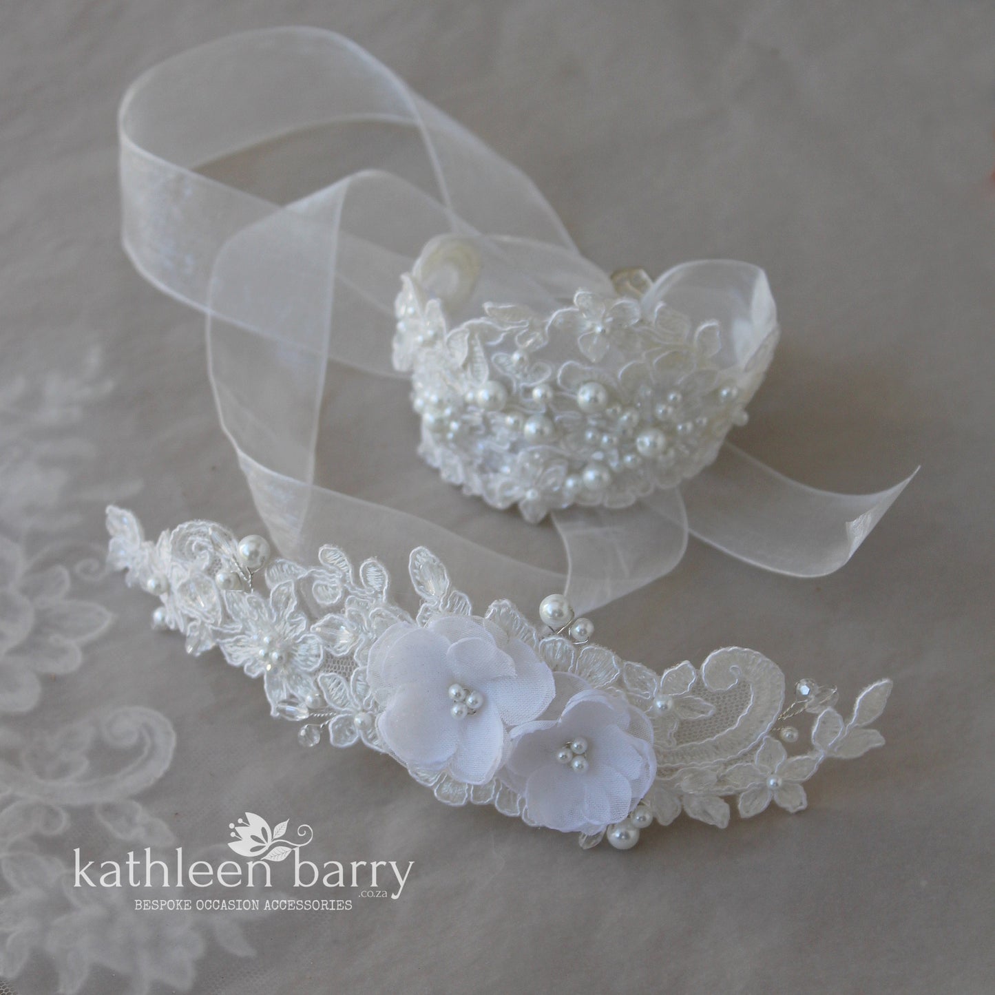 Jean-Marie lace hairpiece Chantilly Lace Bridal hairpiece wedding hair accessory - floral lace wedding hair piece