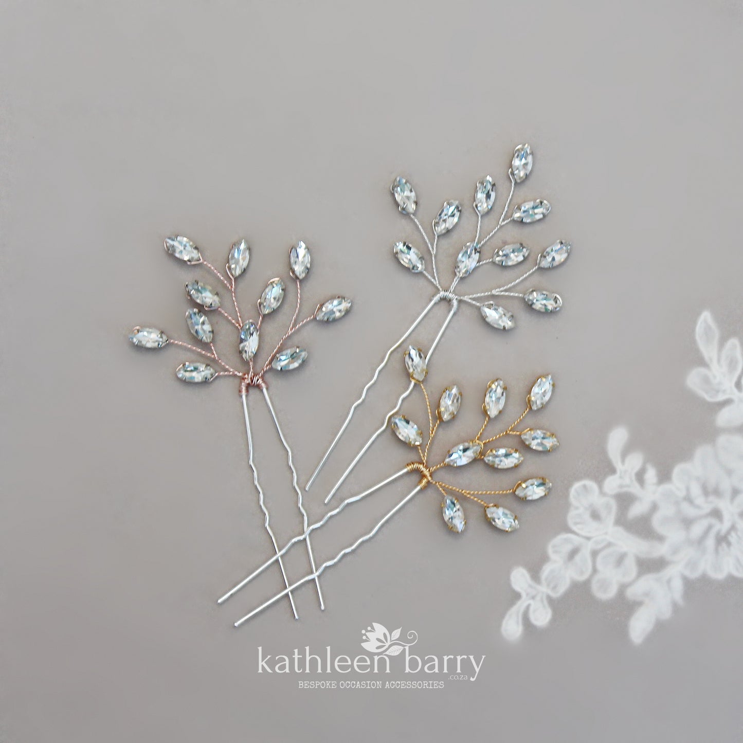 Crystal rhinestone wedding hair pin - Rose gold, gold or silver - Clear or assorted colors STYLE Julia