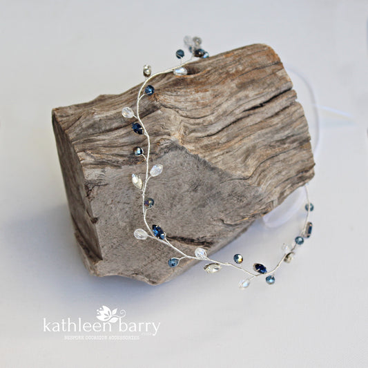 Kerry metallic crystal rhinestone leaf hair vine / wreath - Silver, gold or rose gold