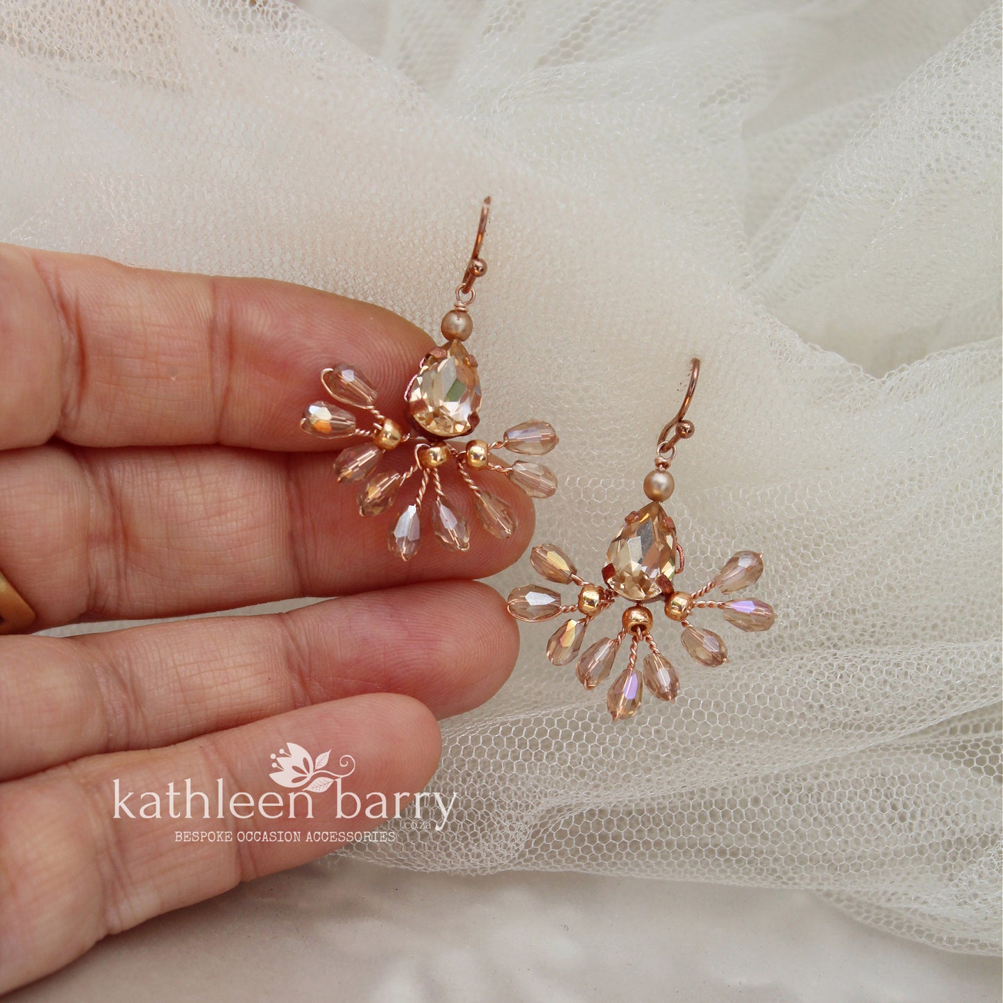 Kosuke earrings - champagne - Gold, silver or rose gold - Nickel free