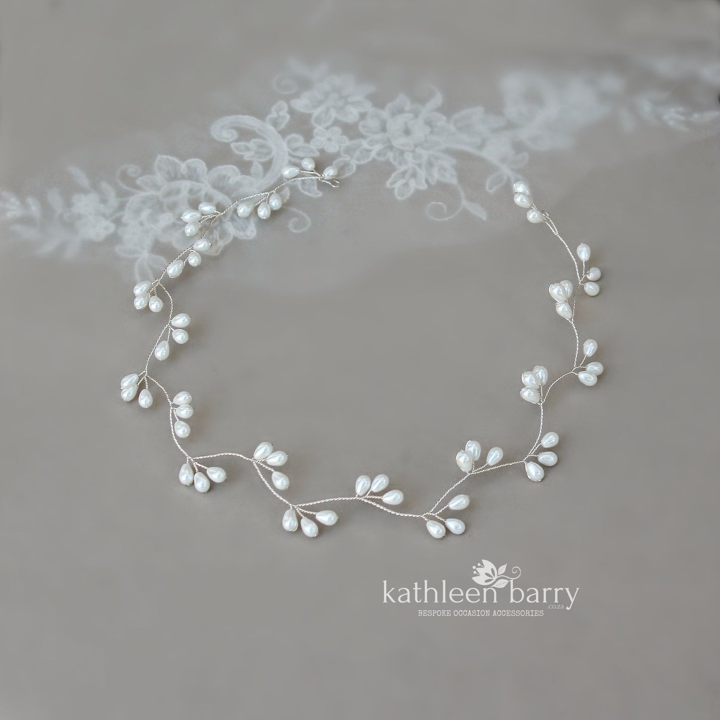 Libby hair wreath headband simple pearl drops available in silver, gold and rose gold