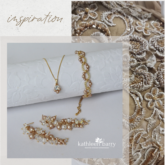 Lizle chain pendent necklace + bracelet set - Cubic Zirconia & pearl - Available in Silver and gold - Limited stock