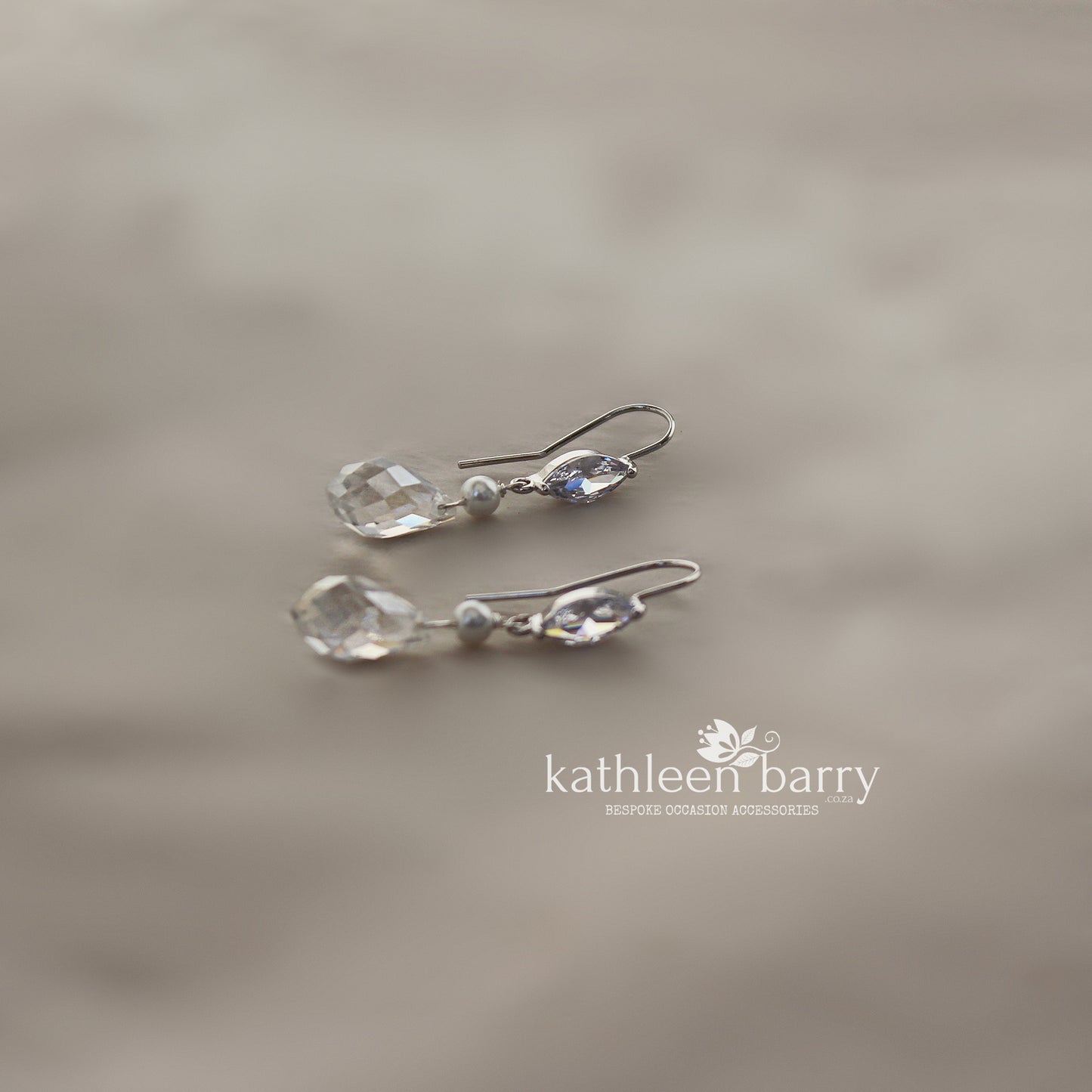 Melanie Crystal drop earrings with Cubic Zirconia detail - Silver or Gold finish (Nickel free)