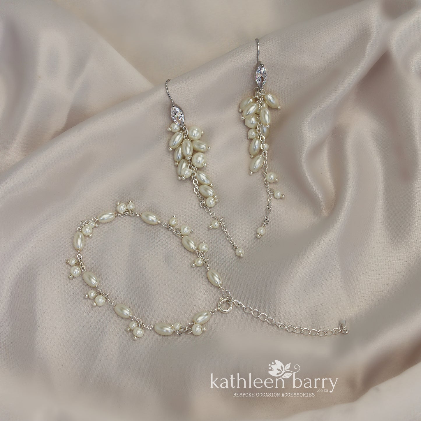 Mica dainty Czech glass pearl wedding pearl bracelet - silver or gold plated option