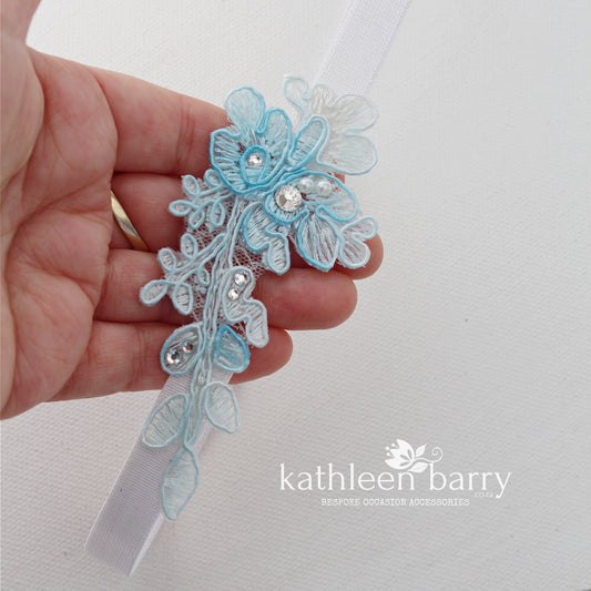 Nadine lLace garter corded bridal lace and rhinestone detailing - color options available FROM: