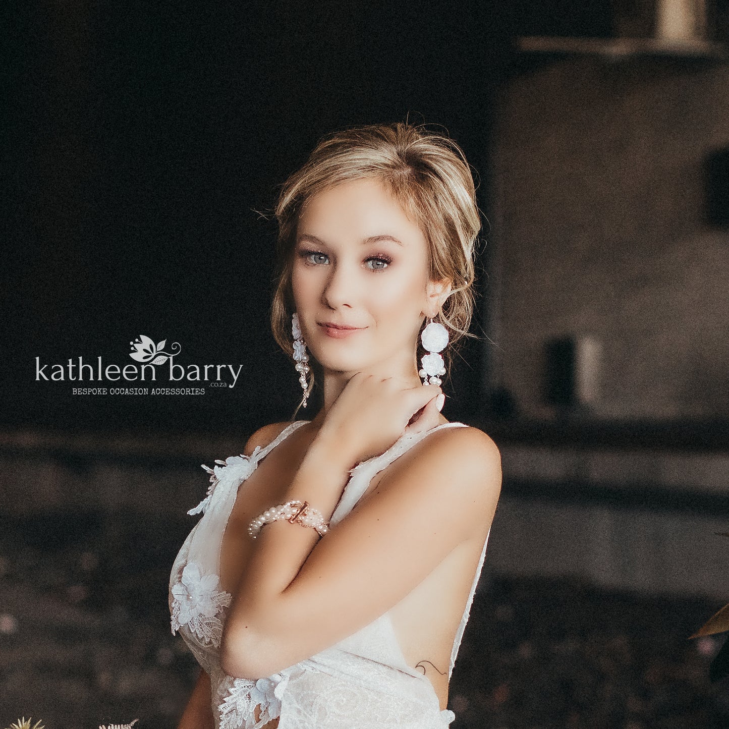 Odette flower and pearl chandelier statement earrings - Color options available