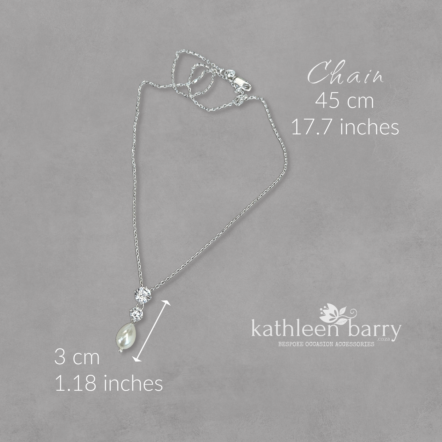 Penelope cubic zirconia pearl drop chain necklace – sterling silver