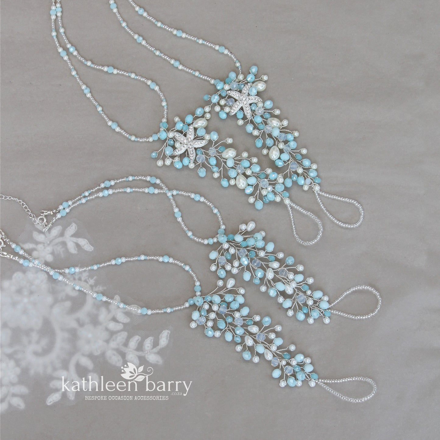 Rhoda barefoot sandals Beach wedding silver turquoise - Rhinestone Starfish option