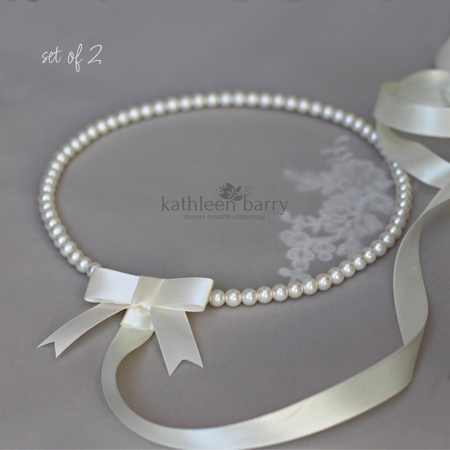 Greek Orthodox Stefana wedding circlet crown set - Glass pearl halo (set of two)