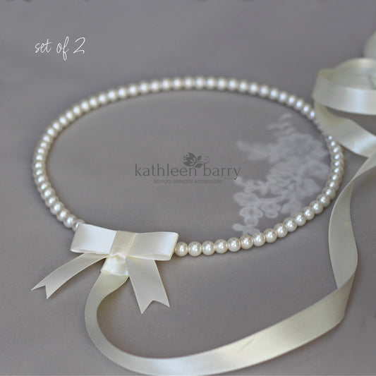 Greek Orthodox Stefana wedding circlet crown set - Glass pearl halo (set of two)