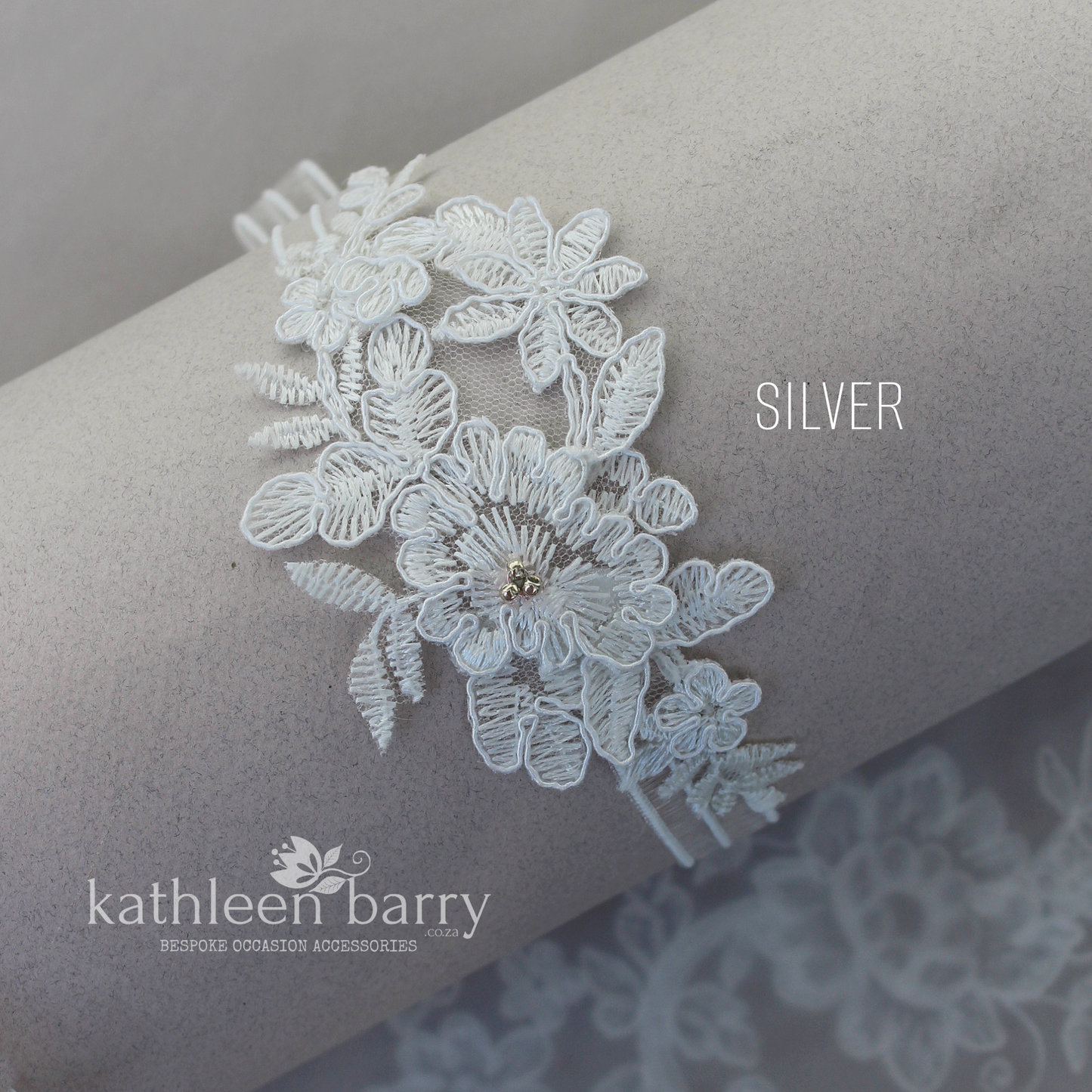 Shayna heirloom garter set (or individually) - pale ivory with Rose gold, gold or silver detail - FROM: