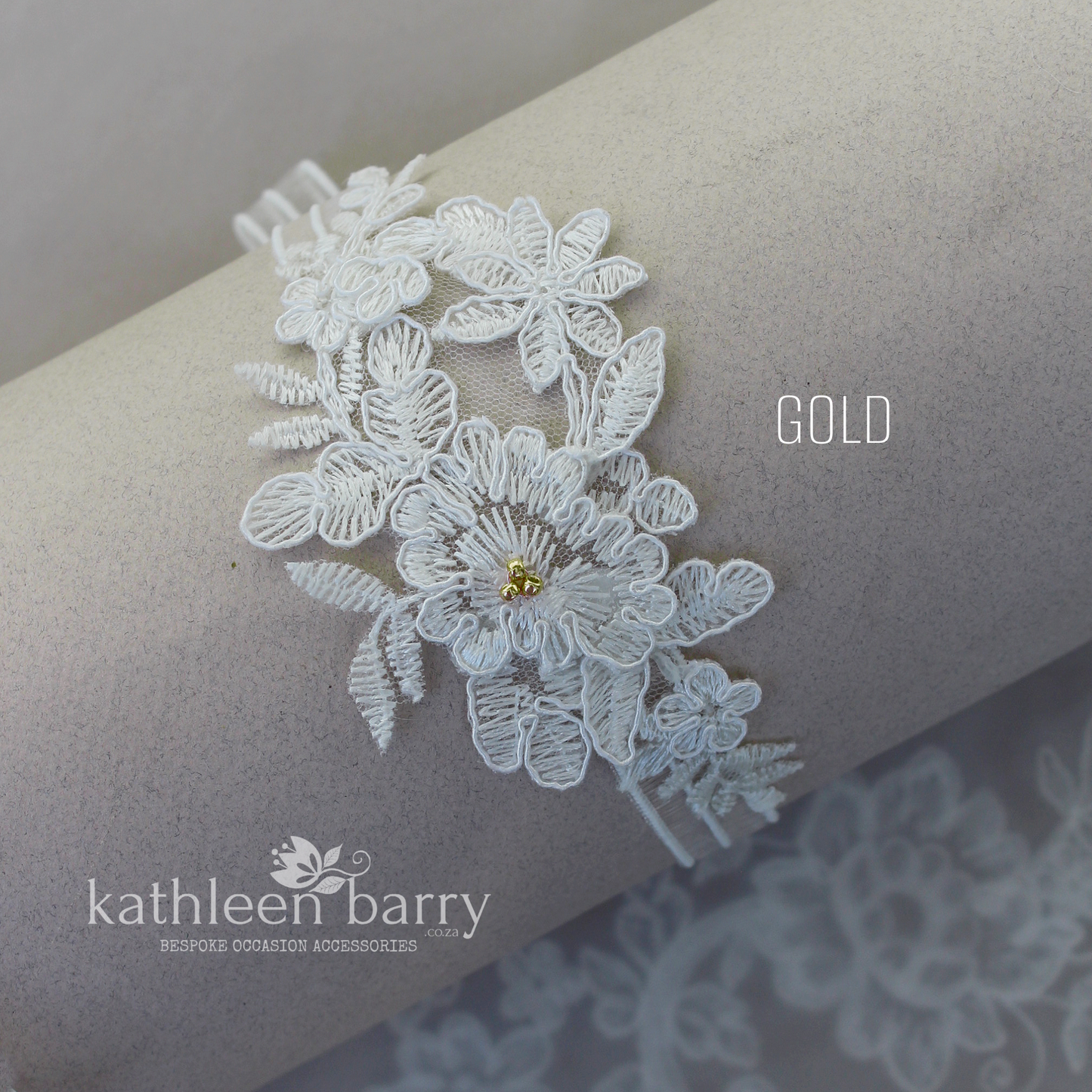 Shayna heirloom garter set (or individually) - pale ivory with Rose gold, gold or silver detail - FROM: