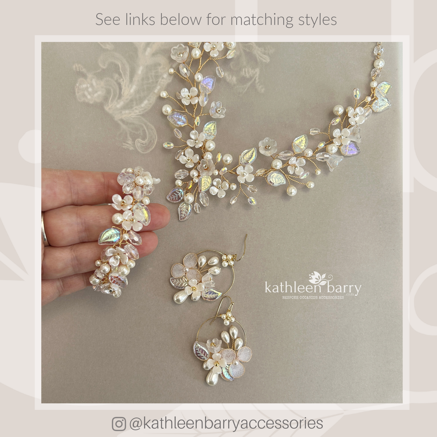 Floral statement wedding necklace bridal jewelry - Gold, silver or Rose Gold - STYLE: Kathy AB finish option