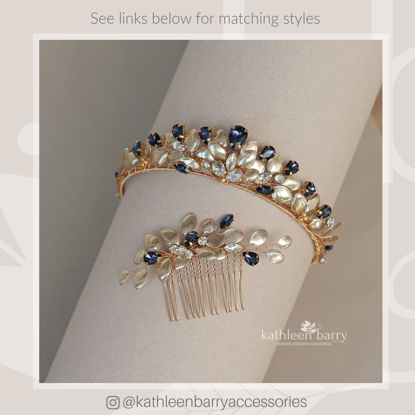 Custom order wedding Tiara style crown Rhinestone and leaf detail for Talisha