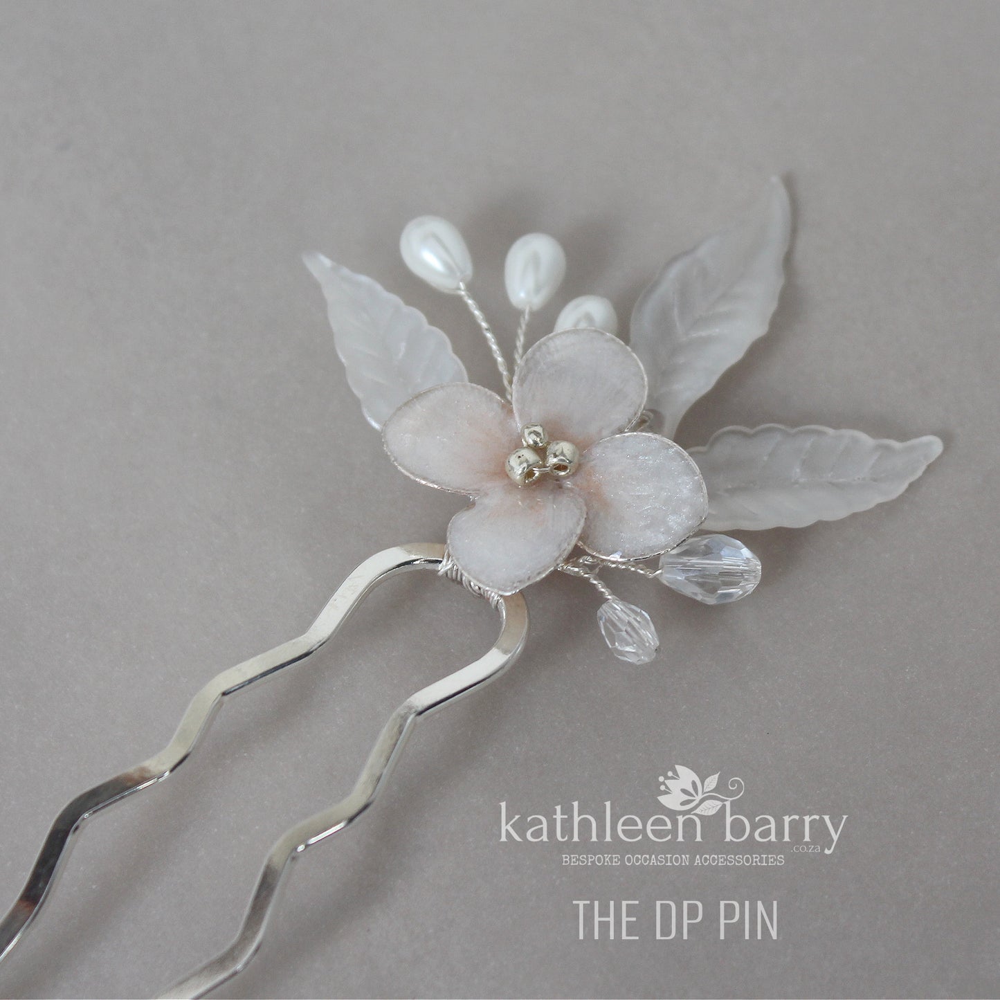 Tegan floral hair pin pearl and silver detailing - Color options available - new style DP pin