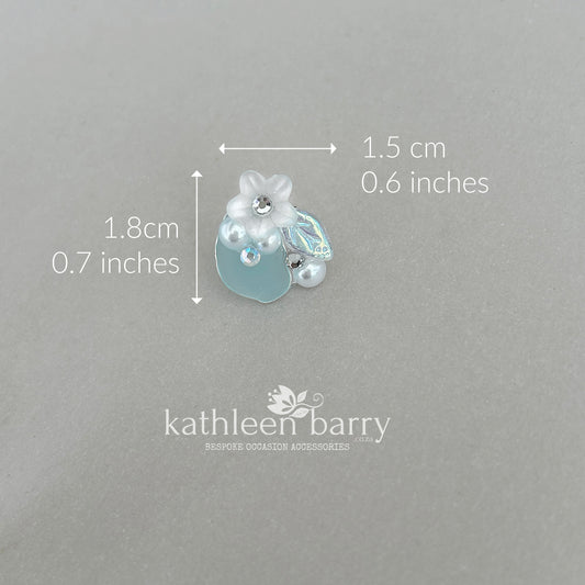 Artisan-Crafted Resin Sea Glass Stud Earrings – Handmade with Pearls and Rhinestones - Custom colors to order