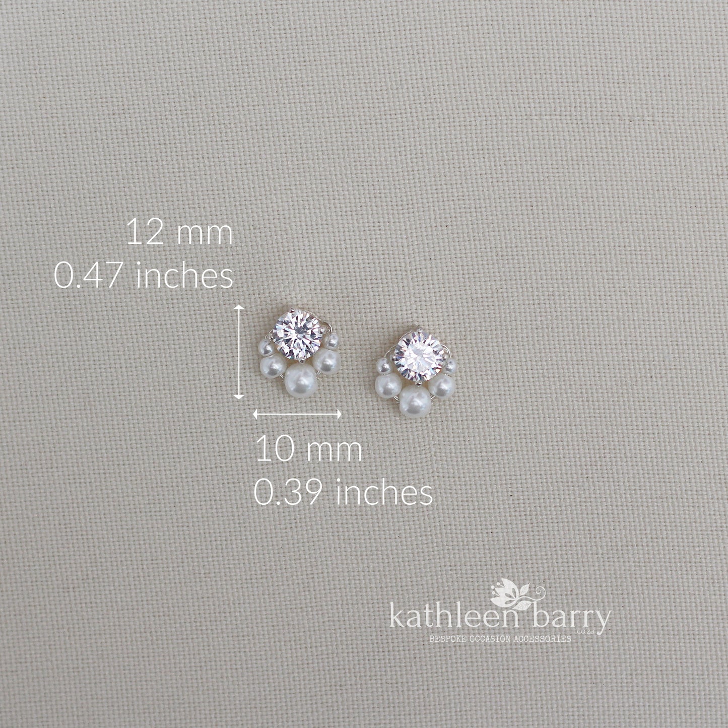 Dainty Cubic zirconia pearl stud earrings - Sterling silver only STYLE Carolyn