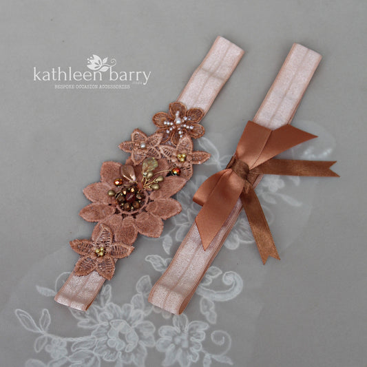 Coba custom color heirloom garter set (or individually) - Custom colors to order