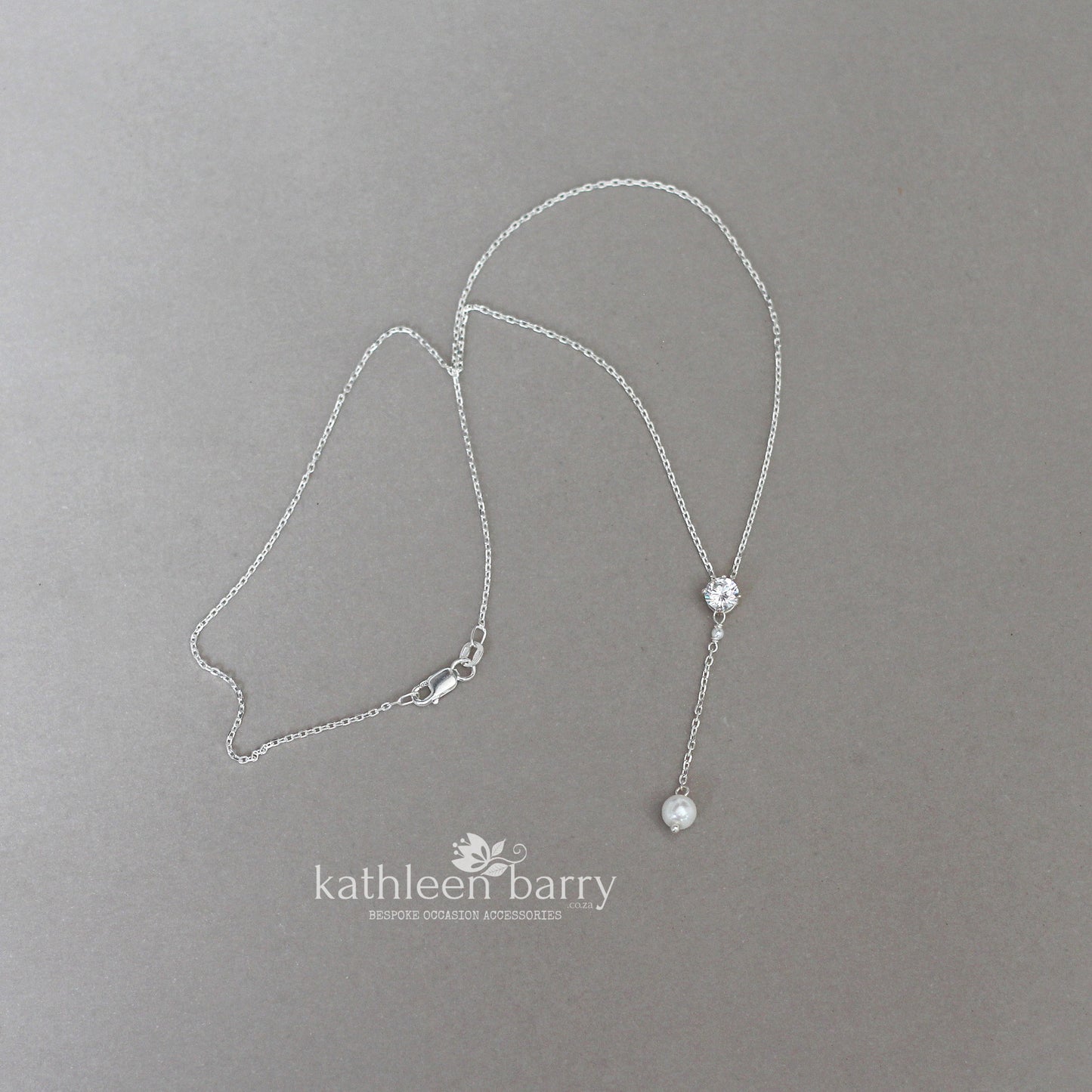 Modern Cubic zirconia pearl drop chain necklace - Sterling silver or Rose gold / gold plated STYLE Carolyn