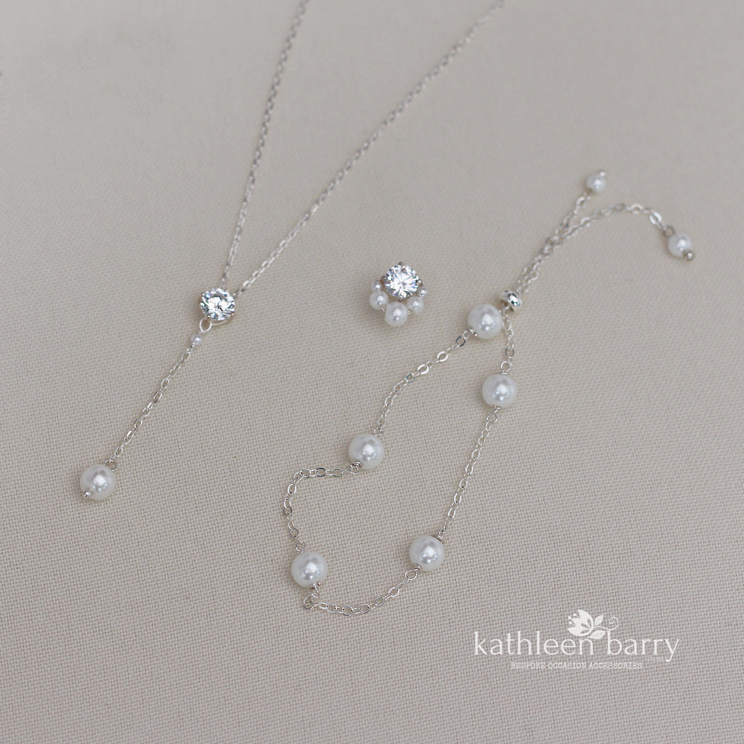 Modern Cubic zirconia pearl drop chain necklace - Sterling silver or Rose gold / gold plated STYLE Carolyn