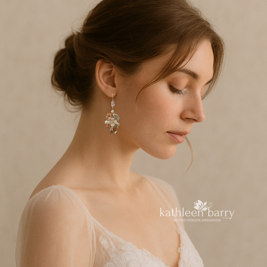 Statement Rhinestone Floral Bridal Earrings – Silver or Gold Finish - assorted colors to order