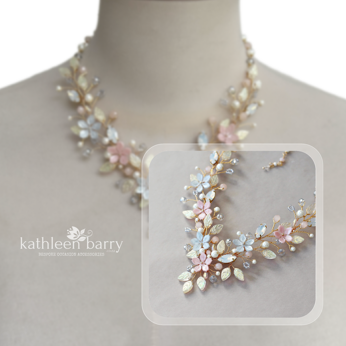 Gisela statement floral wedding necklace - custom colors to order