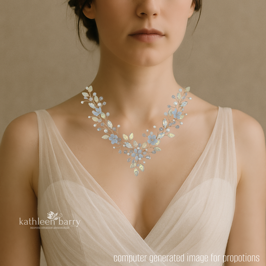 Gisela statement floral wedding necklace - custom colors to order