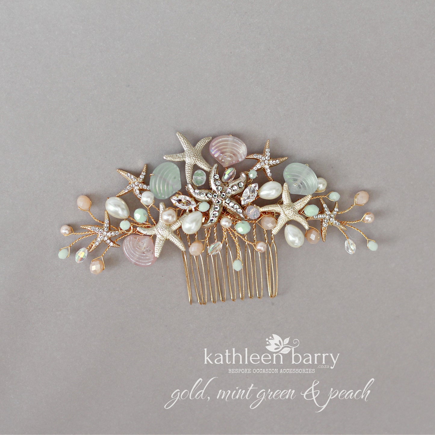Starfish and shell wedding hair comb - Two tone color - sea starfish beach bridal hair accessories - color options available STYLE: ingrid