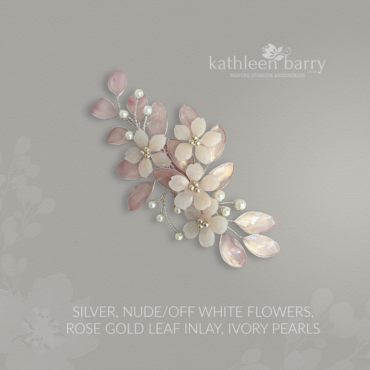 Lee-Ann floral hair clip – lightweight bridal hair accessory - custom colors to order