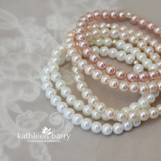 Linda Pearl Stacking Bracelet - Bridesmaid retinue gift assorted pearl colors available (sold individually)