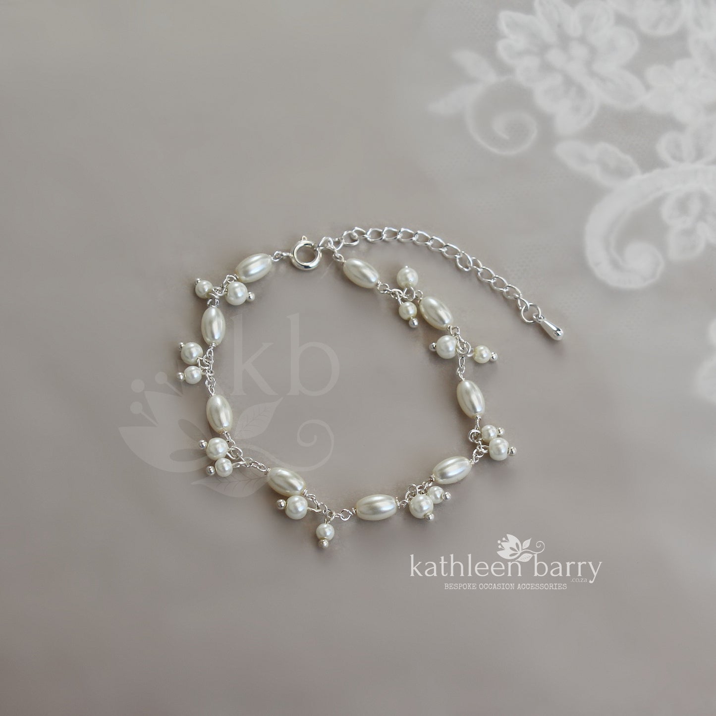 Mica dainty Czech glass pearl wedding pearl bracelet - silver or gold plated option
