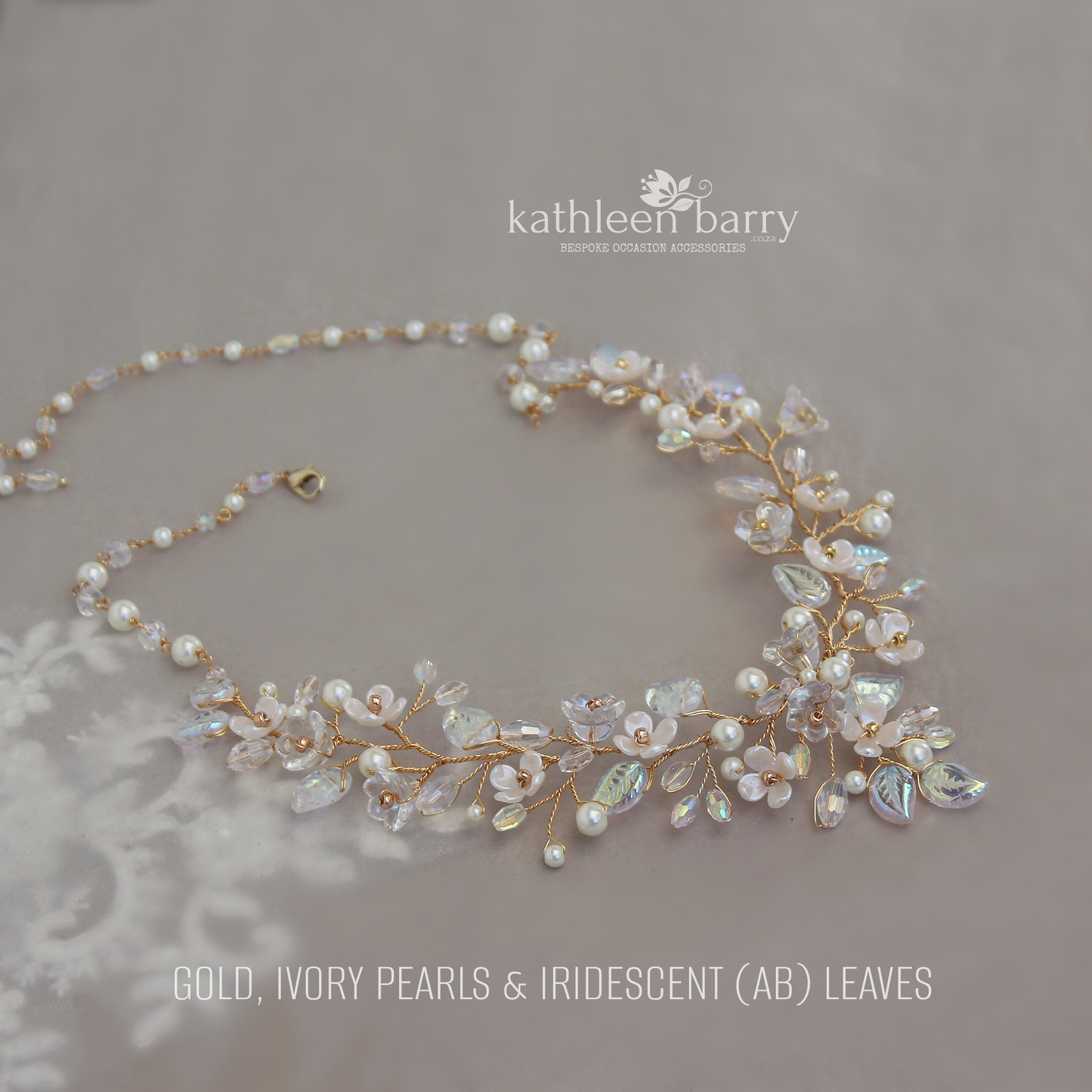 Floral statement wedding necklace bridal jewelry - Gold, silver or Rose Gold - STYLE: Kathy AB finish option