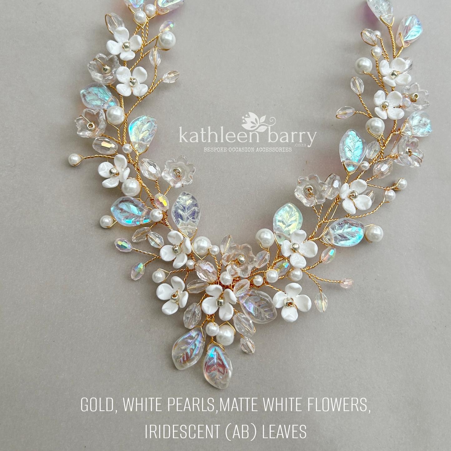 Floral statement wedding necklace bridal jewelry - Gold, silver or Rose Gold - STYLE: Kathy AB finish option