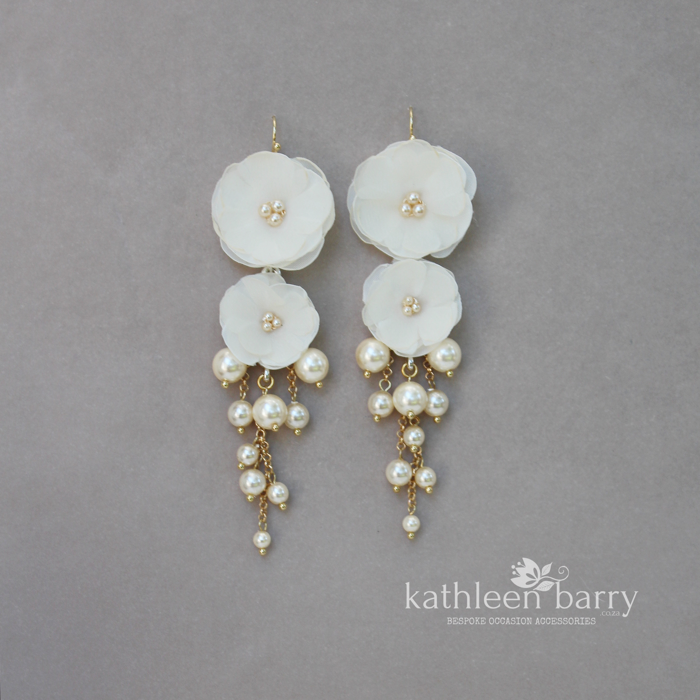 Odette flower and pearl chandelier statement earrings - Color options available