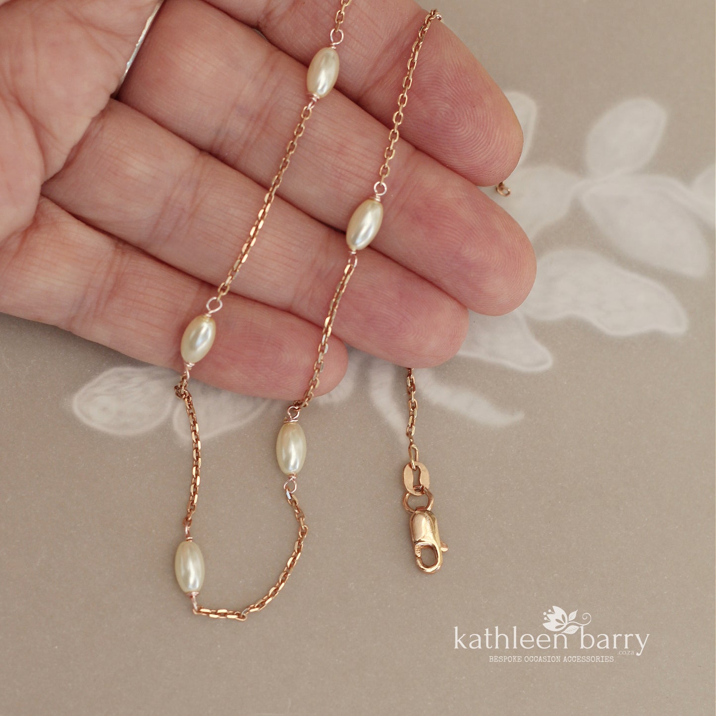 Dainty Pearl Linked Chain Necklace – Sterling silver, Gold or rose gold plated, two length options