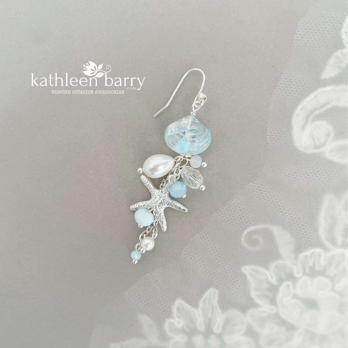 Starfish shell and pearl dangling earrings, beach theme wedding, assorted colors available - wedding jewelery