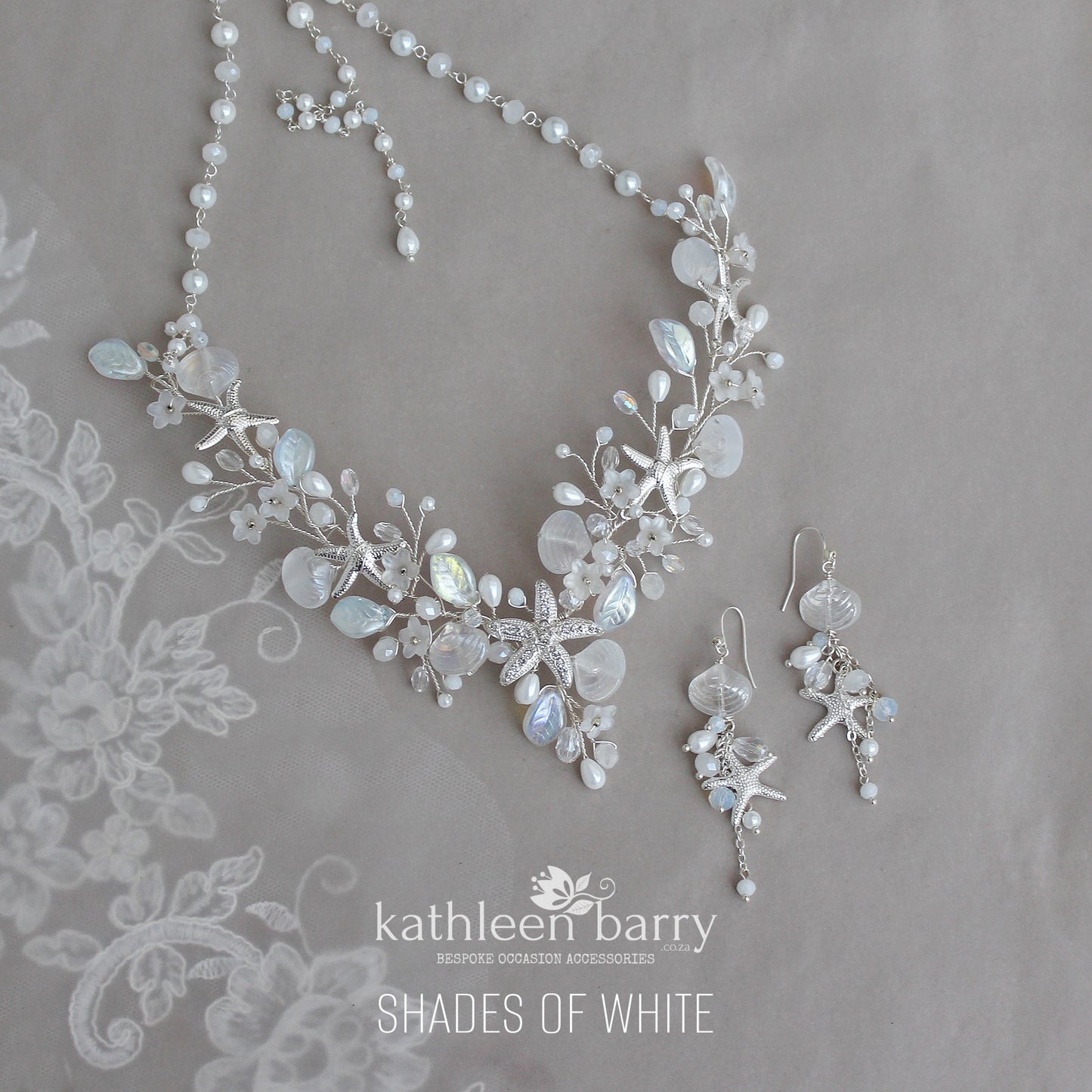 Starfish shell and pearl dangling earrings, beach theme wedding, assorted colors available - wedding jewelery