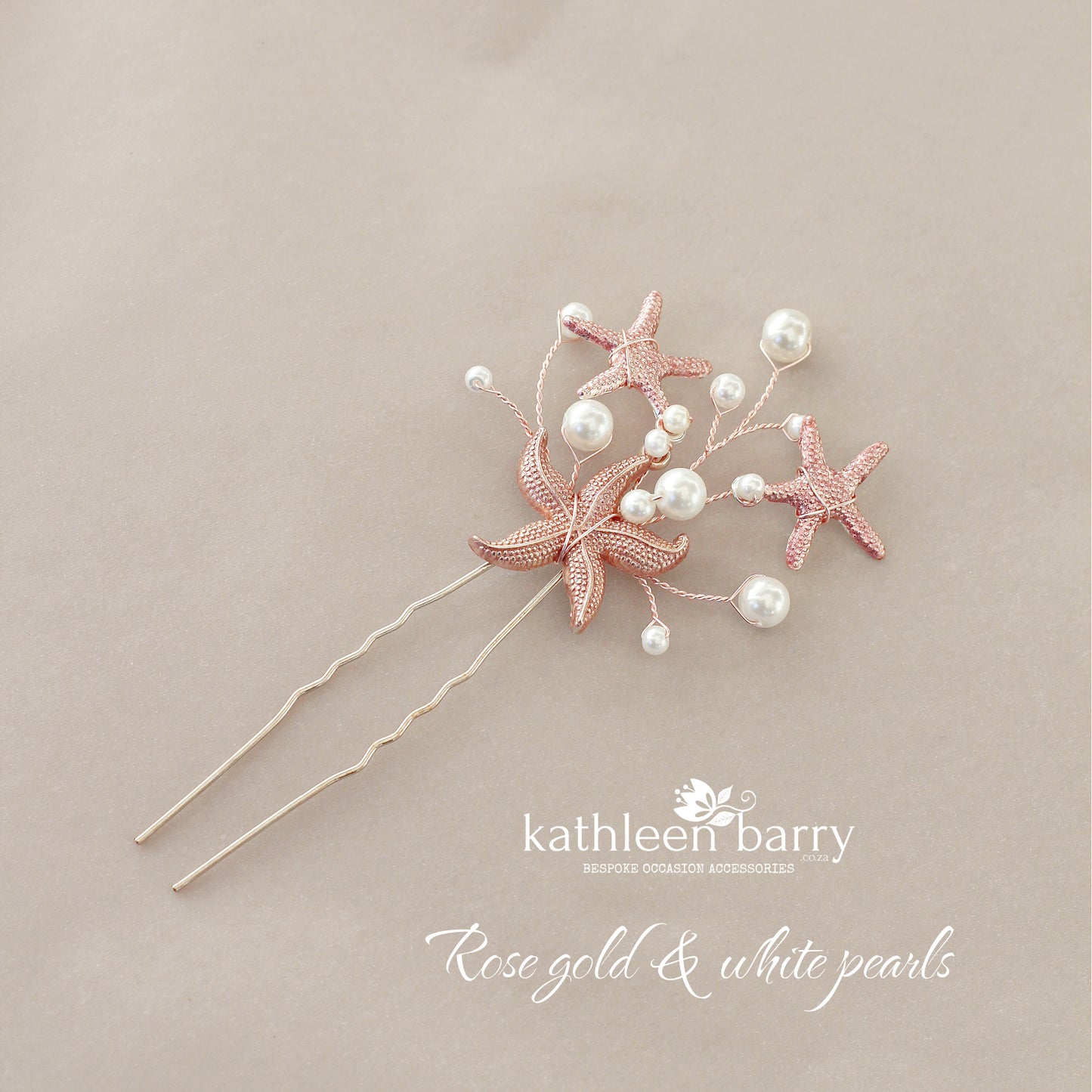 Starfish and pearl hair pin sea star beach wedding - Sold Individually - silver, gold or rose gold