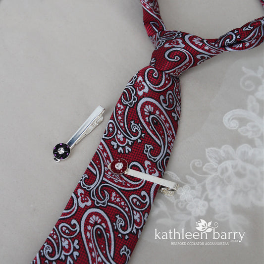 Leaf detail gold or mixed silver & gold, Cubic Zirconia Tie pin / clip formal wear groom / prom / Matric dance