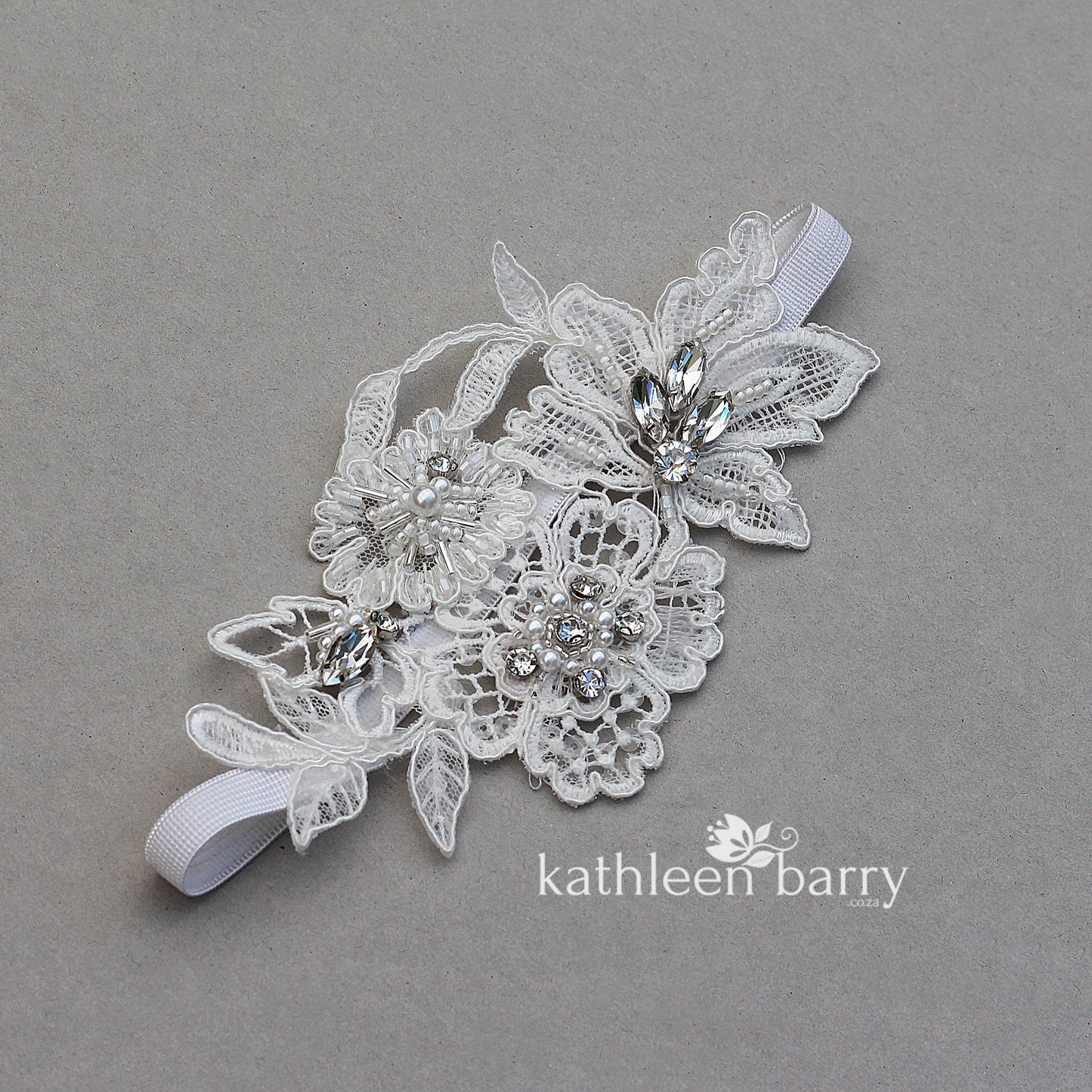 Alicia herloom Lace garter Rhinestone crystal and pearl