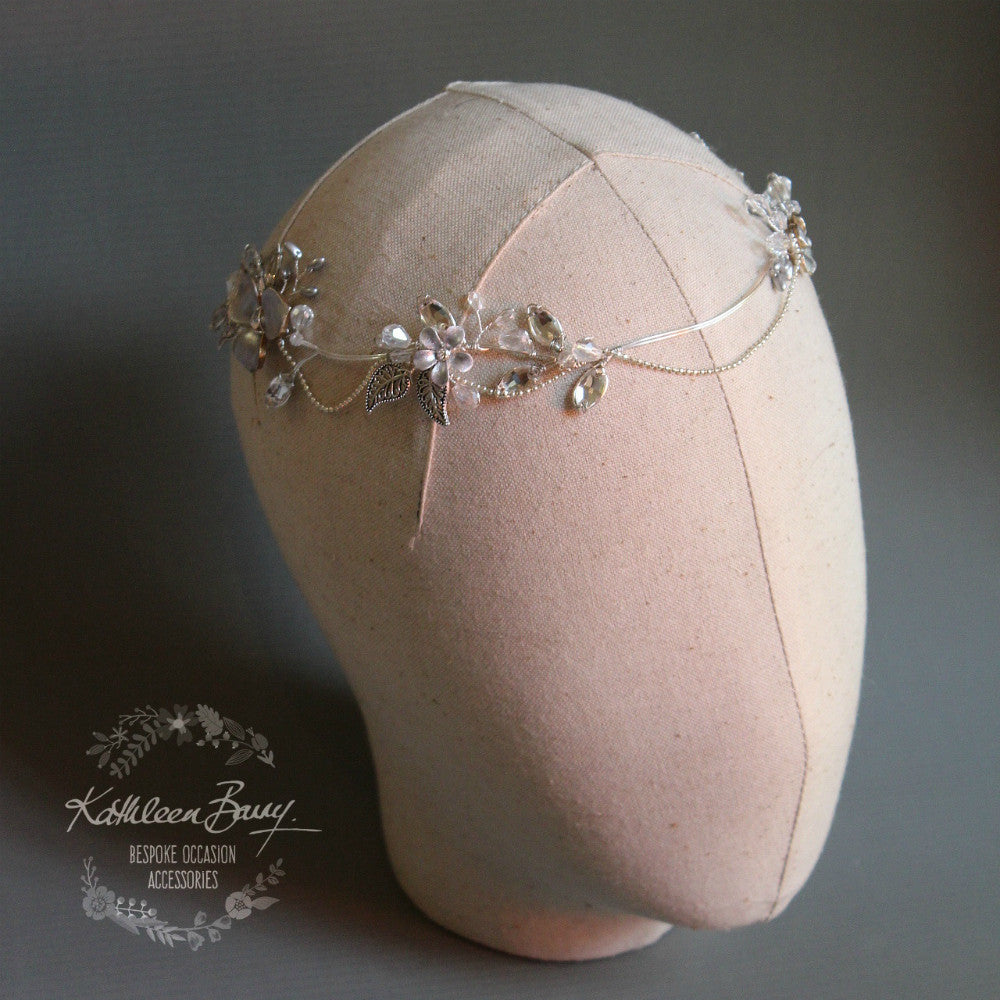 Dana Silver Bridal crown - leaf detail - wedding hair accessories - wreath